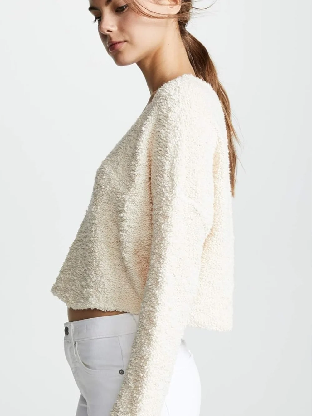 Free People Ivory Popcorn Pullover Sweater Size M